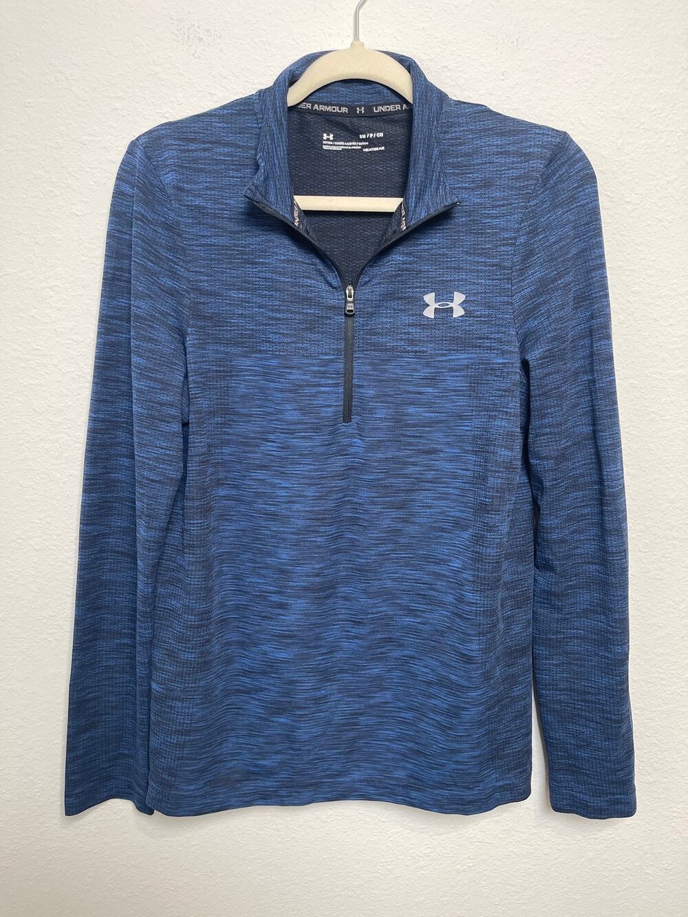 Under Armour HeatGear 1/4 Zip Pullover Blue Space Dye Athletic Top Women S